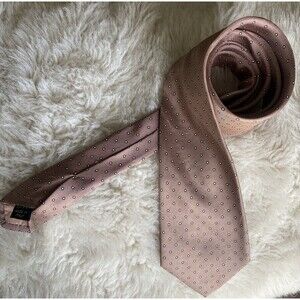 Bachrachs Italian Silk Tie Geometric Brown Made In Italy Business Casual Men